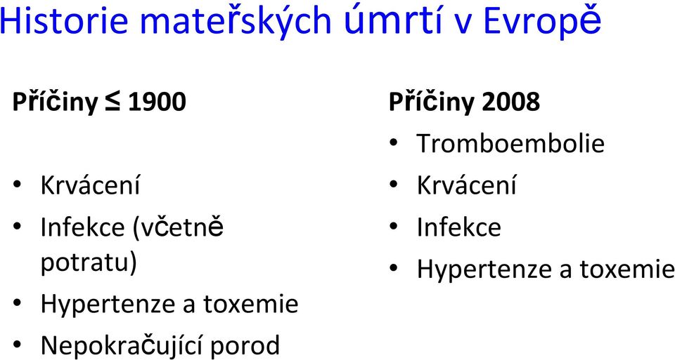 toxemie Nepokračující porod Příčiny 2008