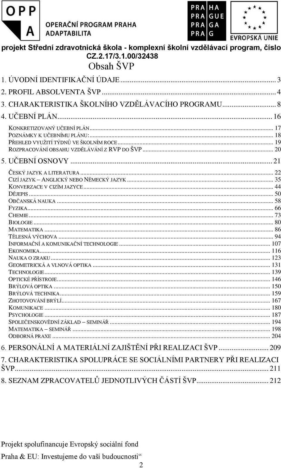 .. 22 CIZÍ JAZYK ANGLICKÝ NEBO NĚMECKÝ JAZYK... 35 KONVERZACE V CIZÍM JAZYCE... 44 DĚJEPIS... 50 OBČANSKÁ NAUKA... 58 FYZIKA... 66 CHEMIE... 73 BIOLOGIE... 80 MATEMATIKA... 86 TĚLESNÁ VÝCHOVA.