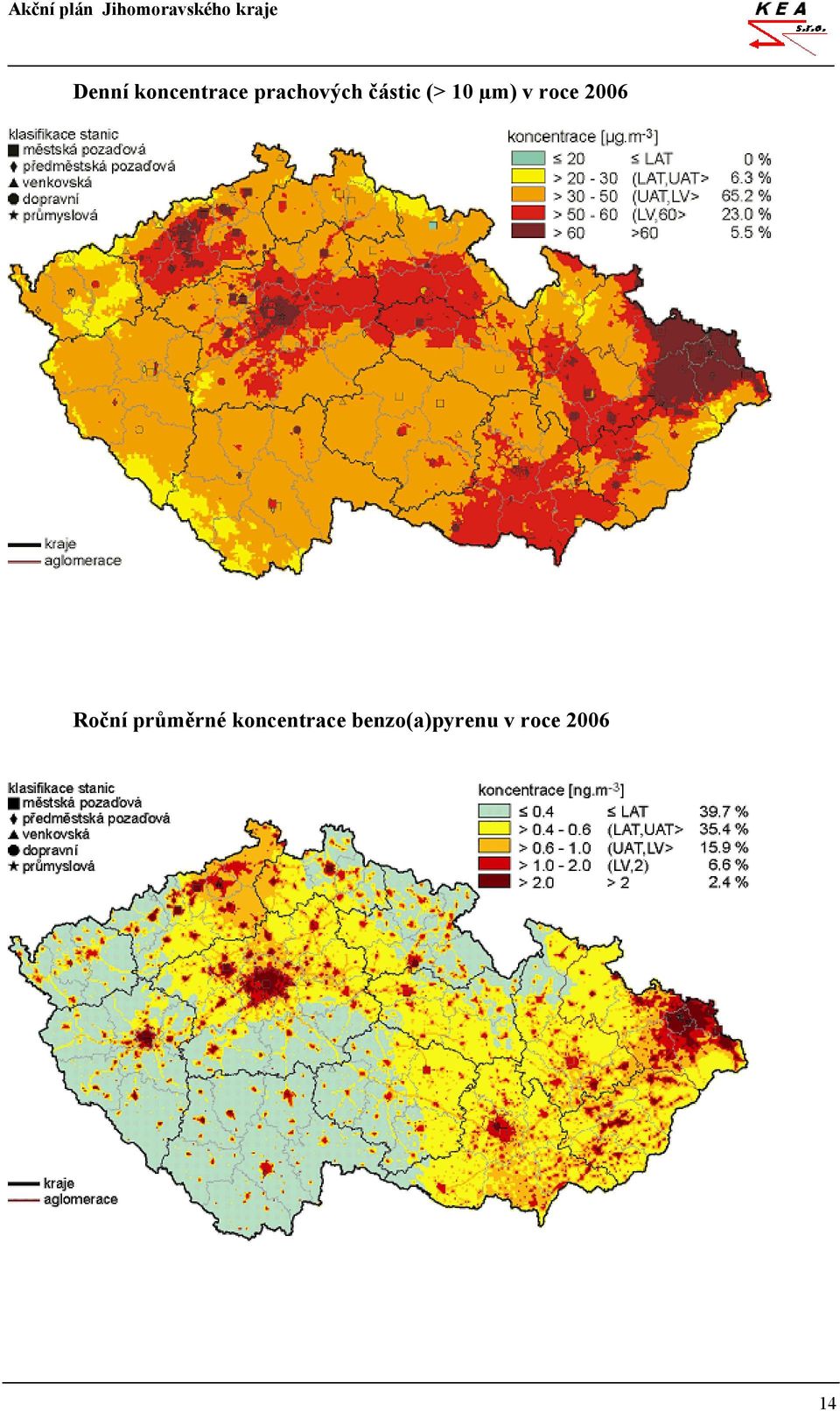 Roční průměrné koncentrace