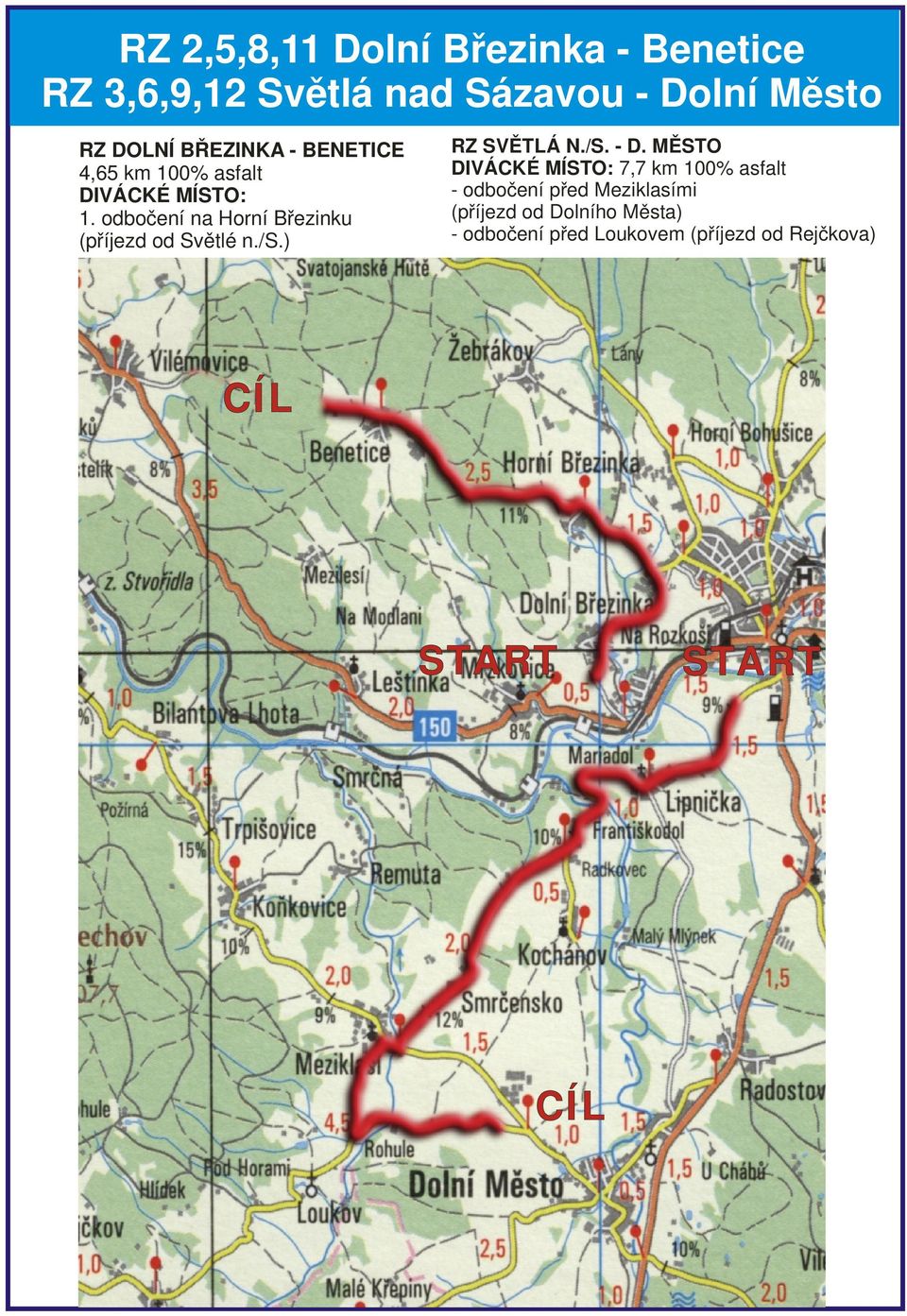 odbočení na Horní Březinku (příjezd od Světlé n./s.) RZ SVĚTLÁ N./S. - D.