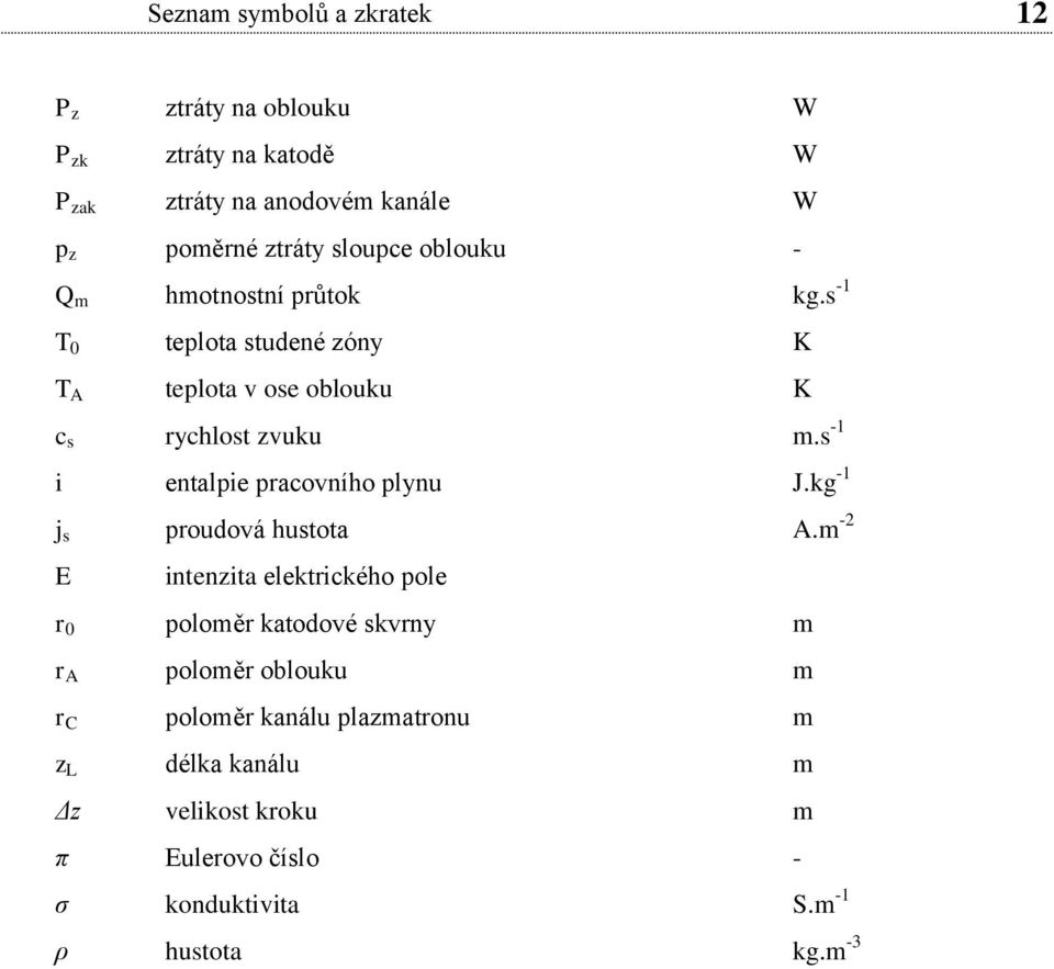 s -1 i entalpie pracovního plynu J.kg -1 j s proudová hustota A.