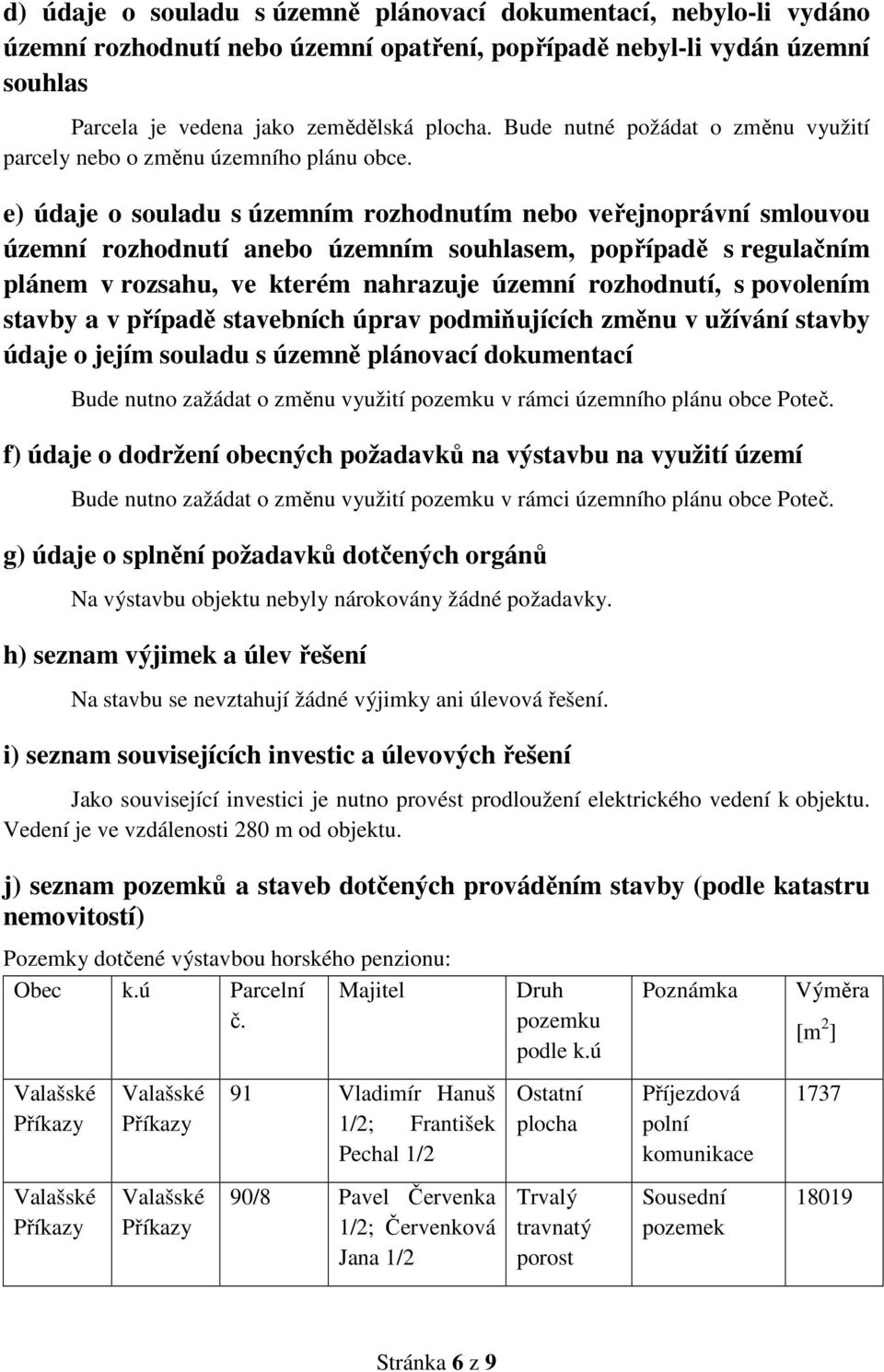 e) údaje o souladu s územním rozhodnutím nebo veřejnoprávní smlouvou územní rozhodnutí anebo územním souhlasem, popřípadě s regulačním plánem v rozsahu, ve kterém nahrazuje územní rozhodnutí, s