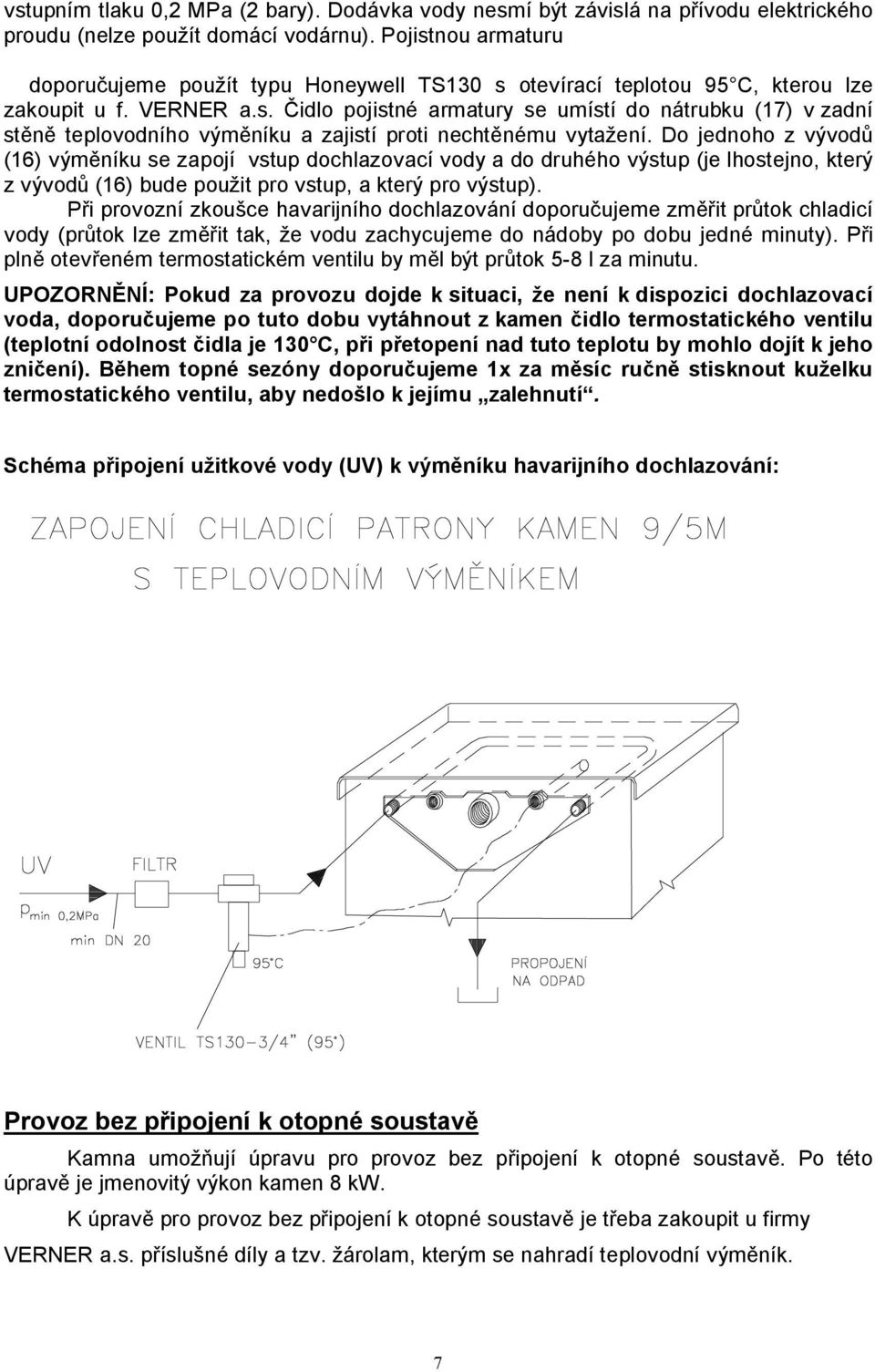 Do jednoho z vývodů (16) výměníku se zapojí vstup dochlazovací vody a do druhého výstup (je lhostejno, který z vývodů (16) bude použit pro vstup, a který pro výstup).