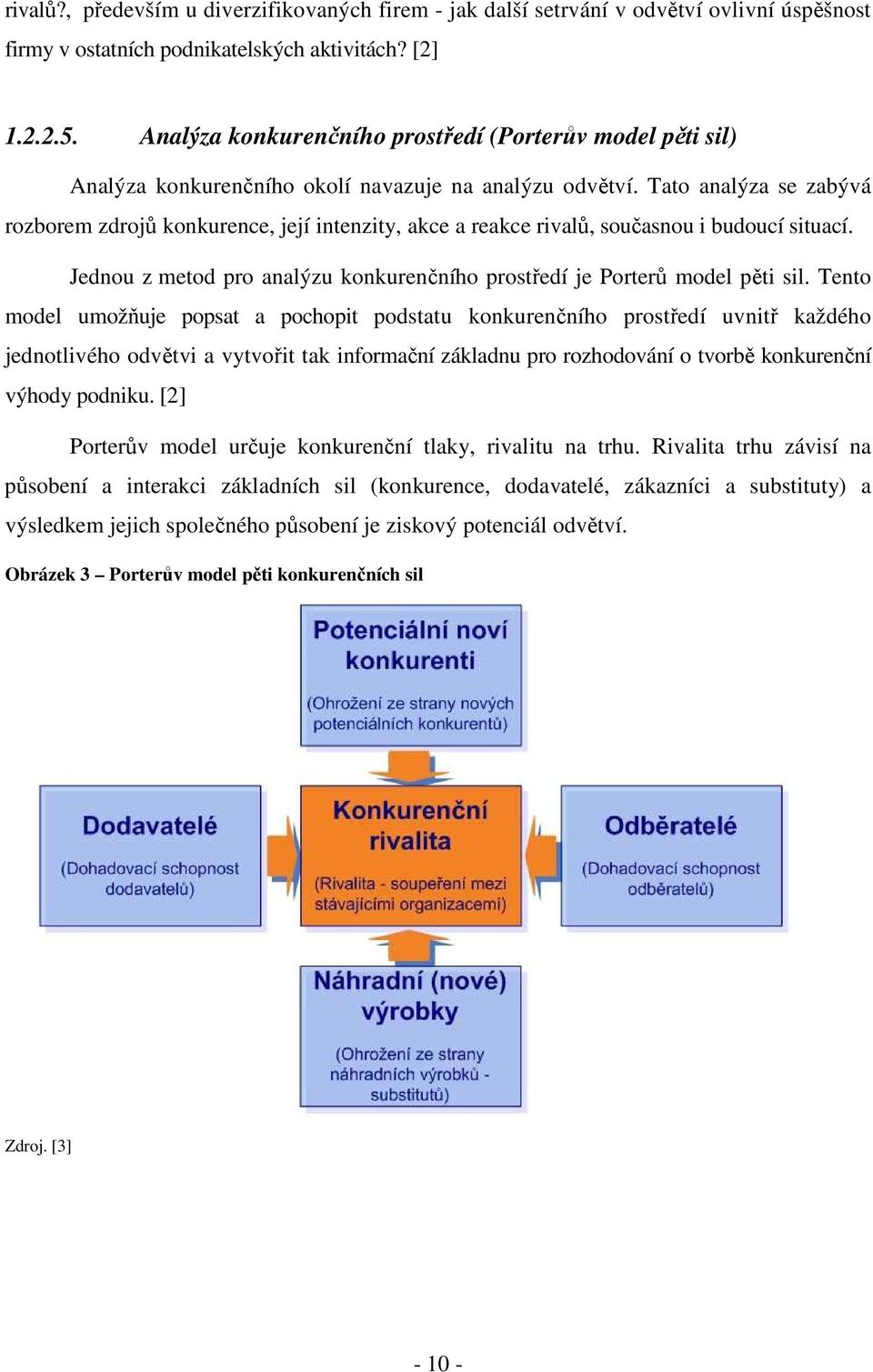 Tato analýza se zabývá rozborem zdrojů konkurence, její intenzity, akce a reakce rivalů, současnou i budoucí situací. Jednou z metod pro analýzu konkurenčního prostředí je Porterů model pěti sil.