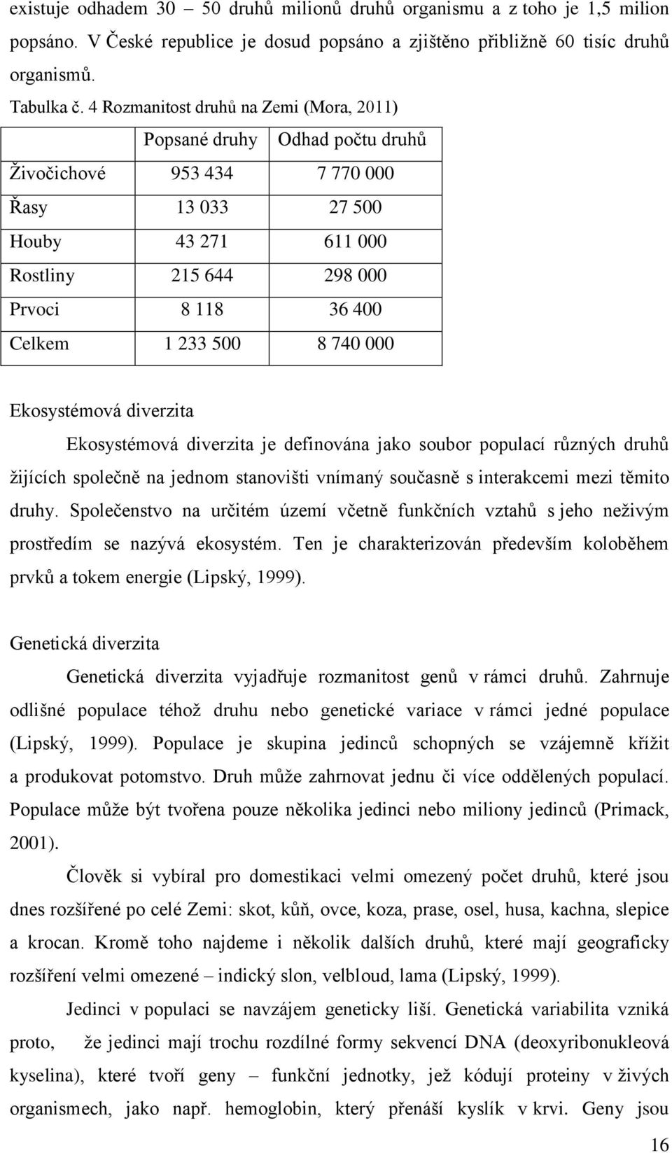 233 500 8 740 000 Ekosystémová diverzita Ekosystémová diverzita je definována jako soubor populací různých druhů žijících společně na jednom stanovišti vnímaný současně s interakcemi mezi těmito