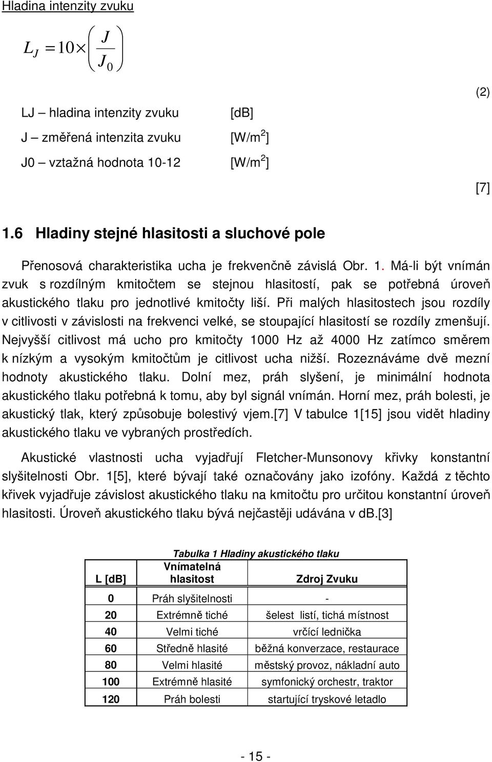 Má-li být vnímán zvuk s rozdílným kmitočtem se stejnou hlasitostí, pak se potřebná úroveň akustického tlaku pro jednotlivé kmitočty liší.