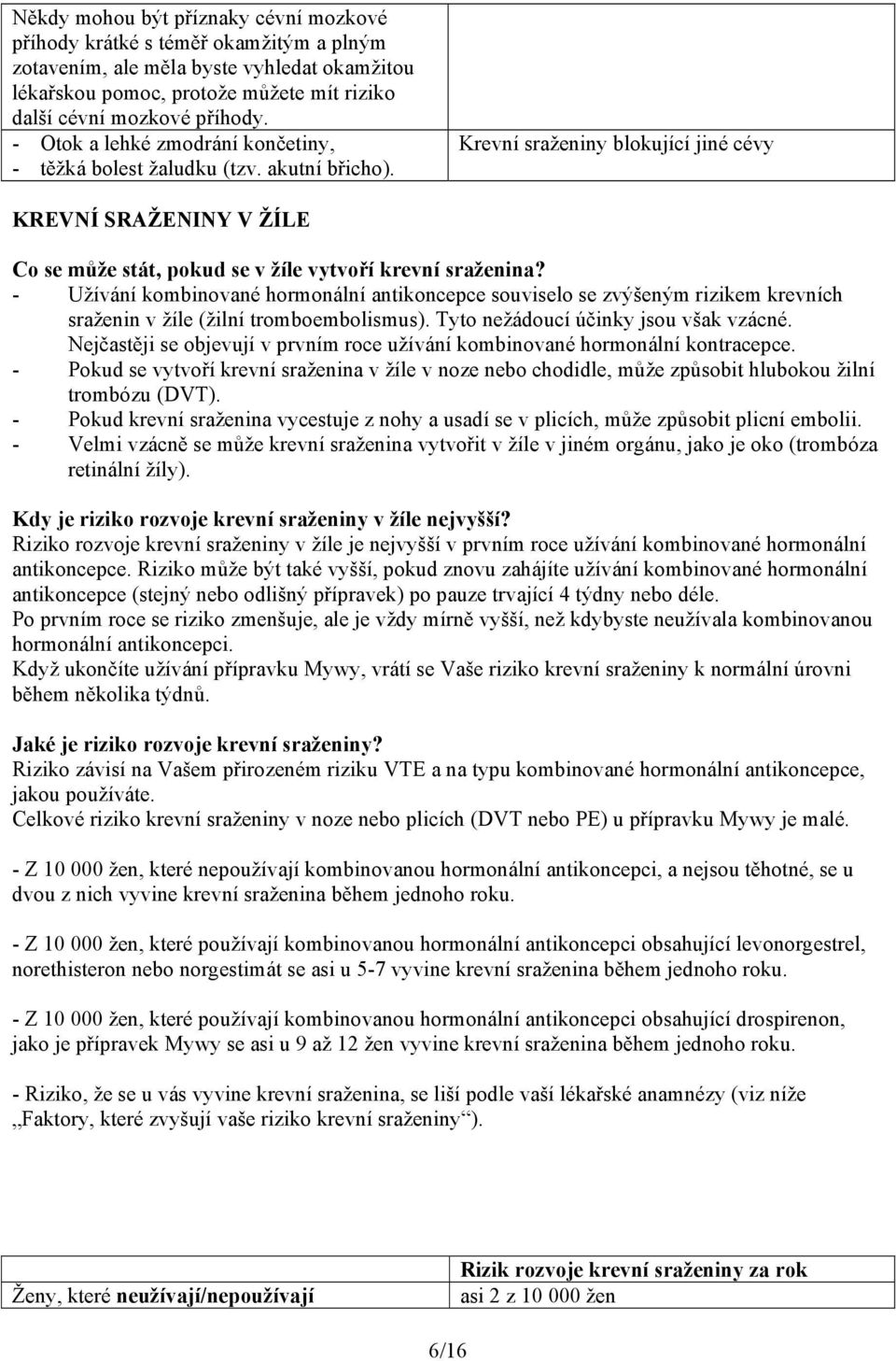 - Užívání kombinované hormonální antikoncepce souviselo se zvýšeným rizikem krevních sraženin v žíle (žilní tromboembolismus). Tyto nežádoucí účinky jsou však vzácné.