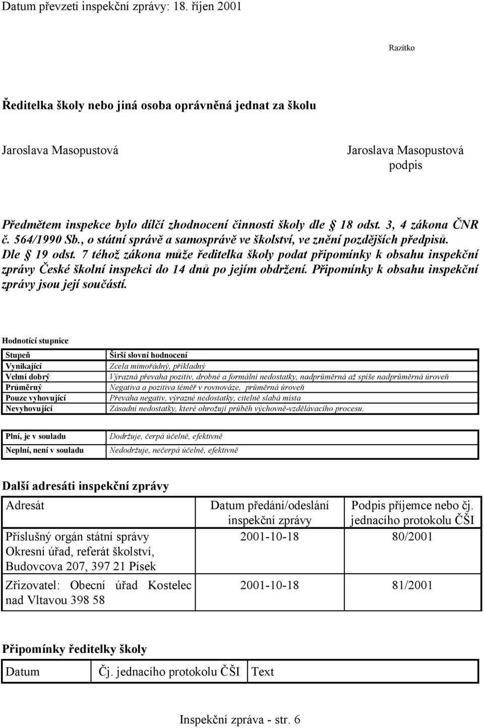 3, 4 zákona ČNR č. 564/1990 Sb., o státní správě a samosprávě ve školství, ve znění pozdějších předpisů. Dle 19 odst.