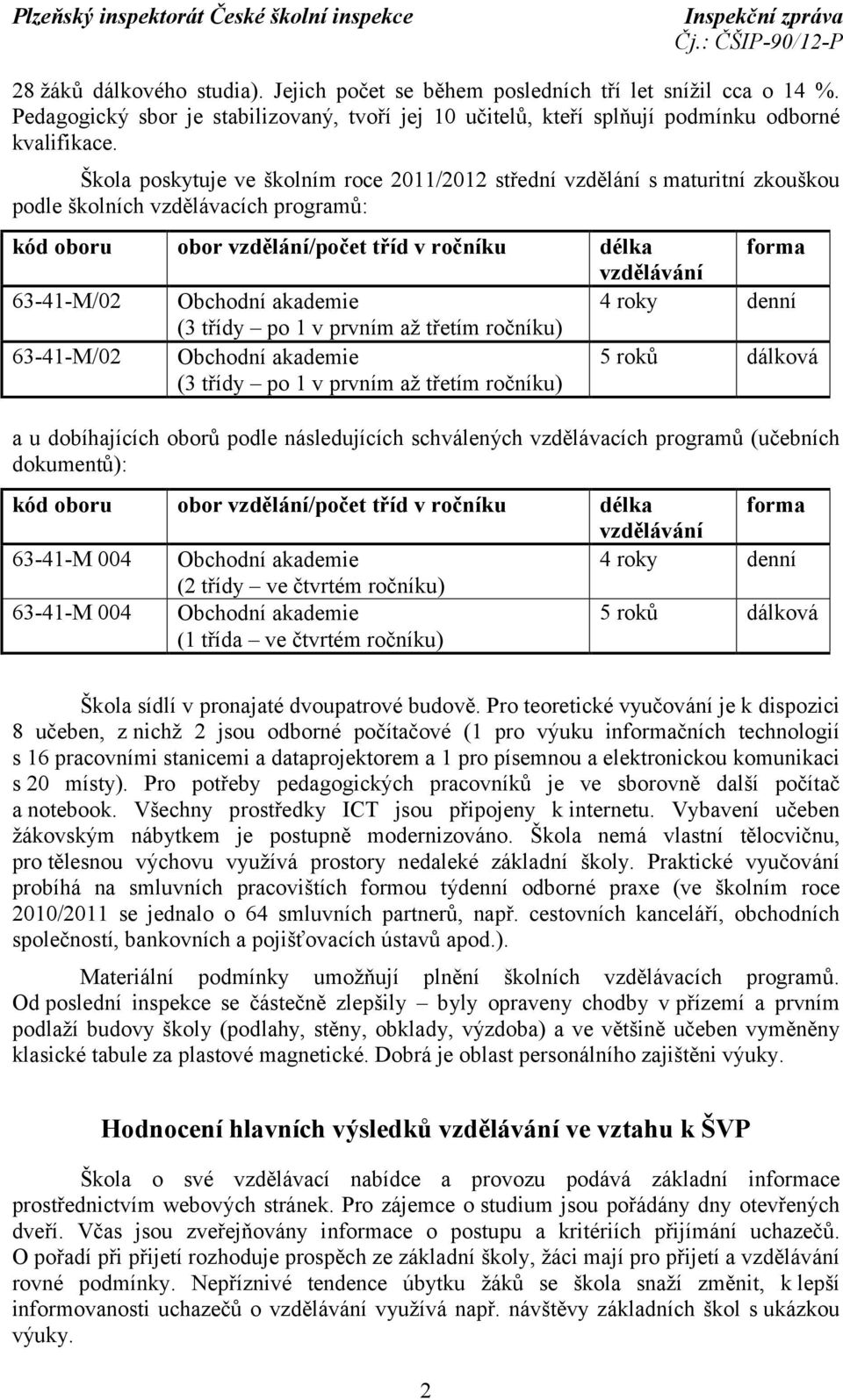 Obchodní akademie 4 roky denní (3 třídy po 1 v prvním až třetím ročníku) 63-41-M/02 Obchodní akademie (3 třídy po 1 v prvním až třetím ročníku) 5 roků dálková a u dobíhajících oborů podle