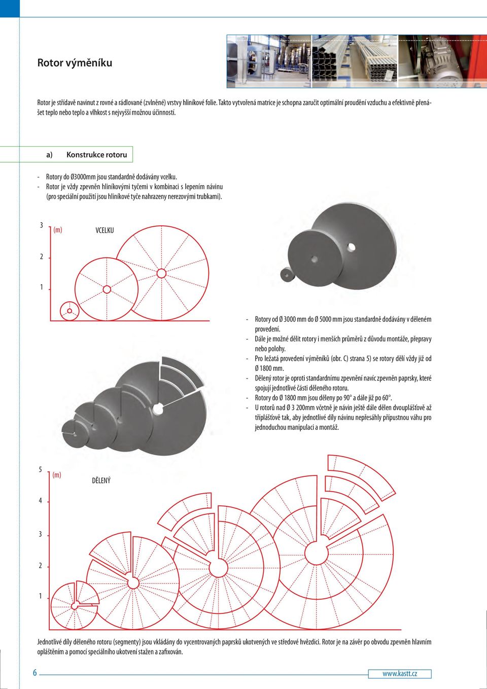 a) Konstrukce rotoru - Rotory do Ø3000mm jsou standardně dodávány vcelku.