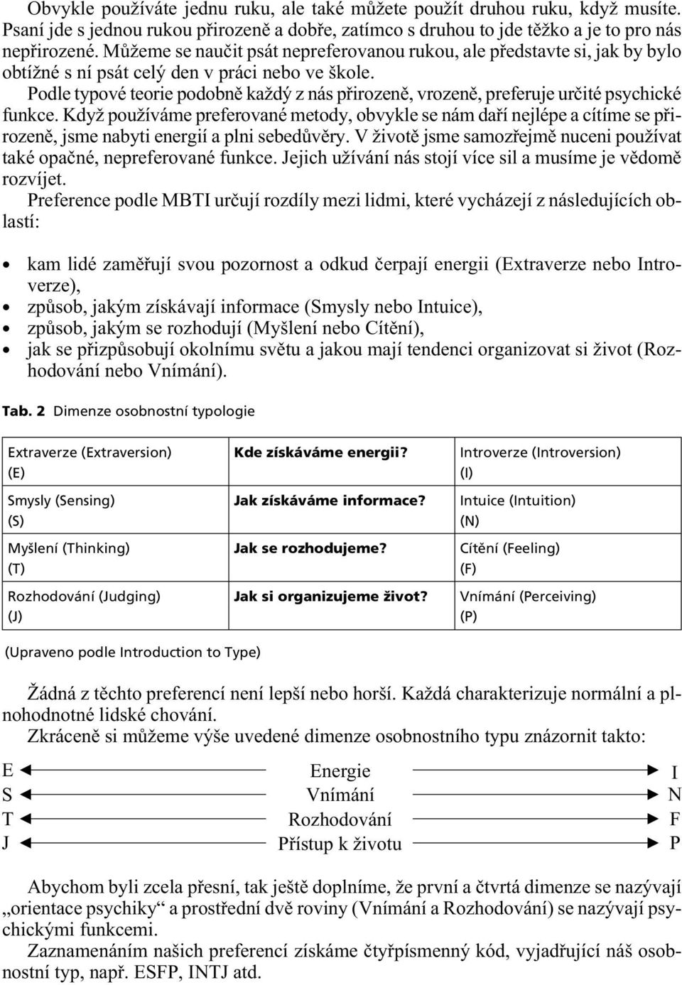 Podle typové teorie podobnì každý z nás pøirozenì, vrozenì, preferuje urèité psychické funkce.