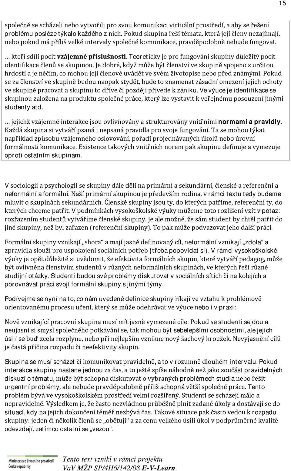 Teoreticky je pro fungování skupiny důležitý pocit identifikace členů se skupinou.