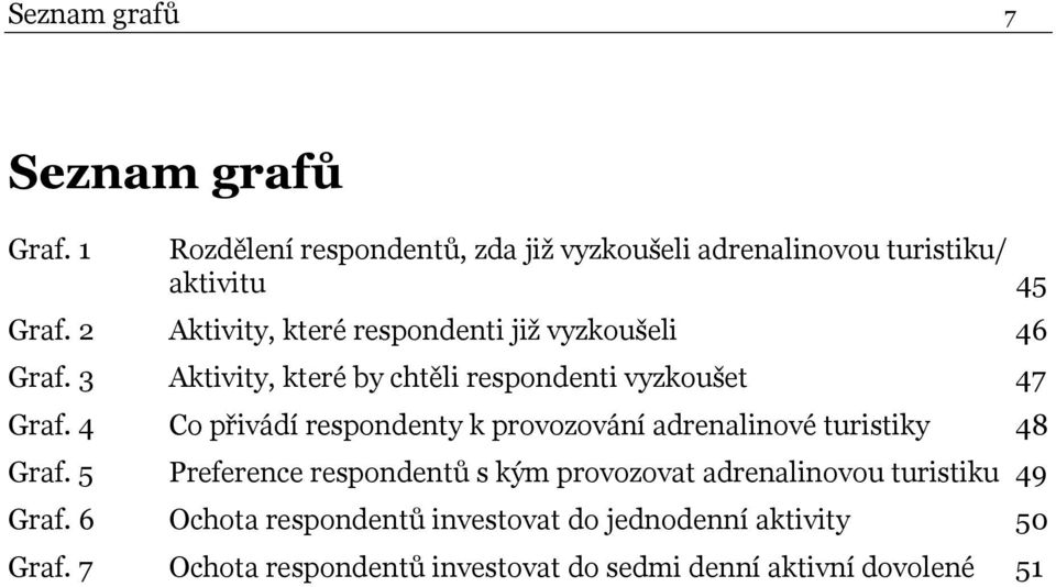 4 Co přivádí respondenty k provozování adrenalinové turistiky 48 Graf.