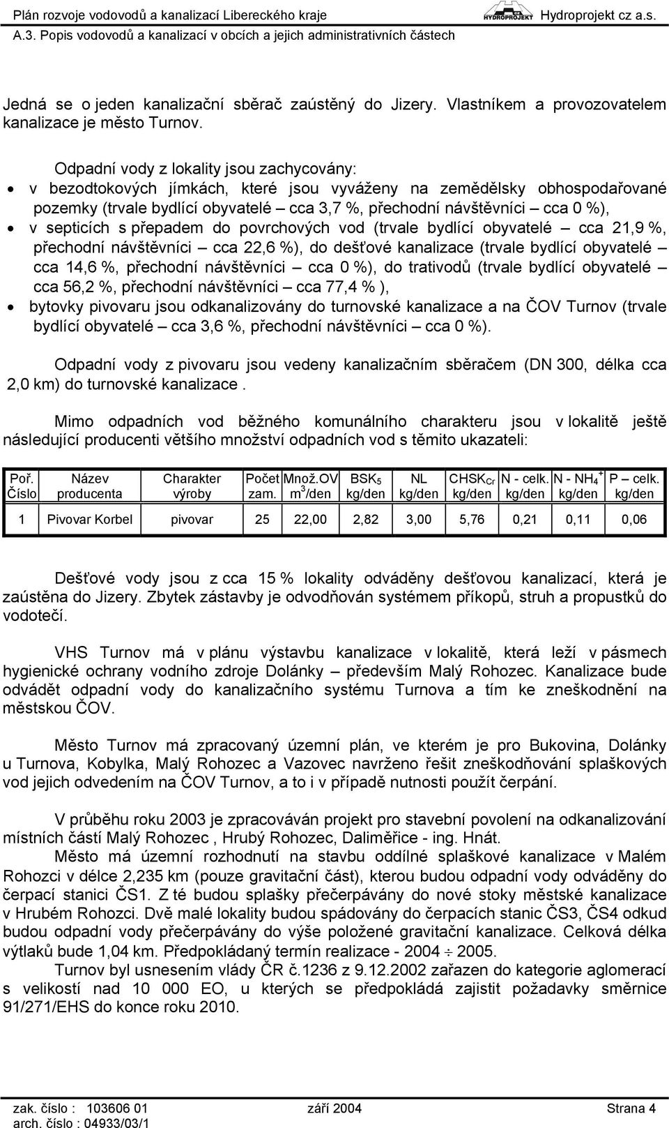 septicích s přepadem do povrchových vod (trvale bydlící obyvatelé cca 21,9 %, přechodní návštěvníci cca 22,6 %), do dešťové kanalizace (trvale bydlící obyvatelé cca 14,6 %, přechodní návštěvníci cca