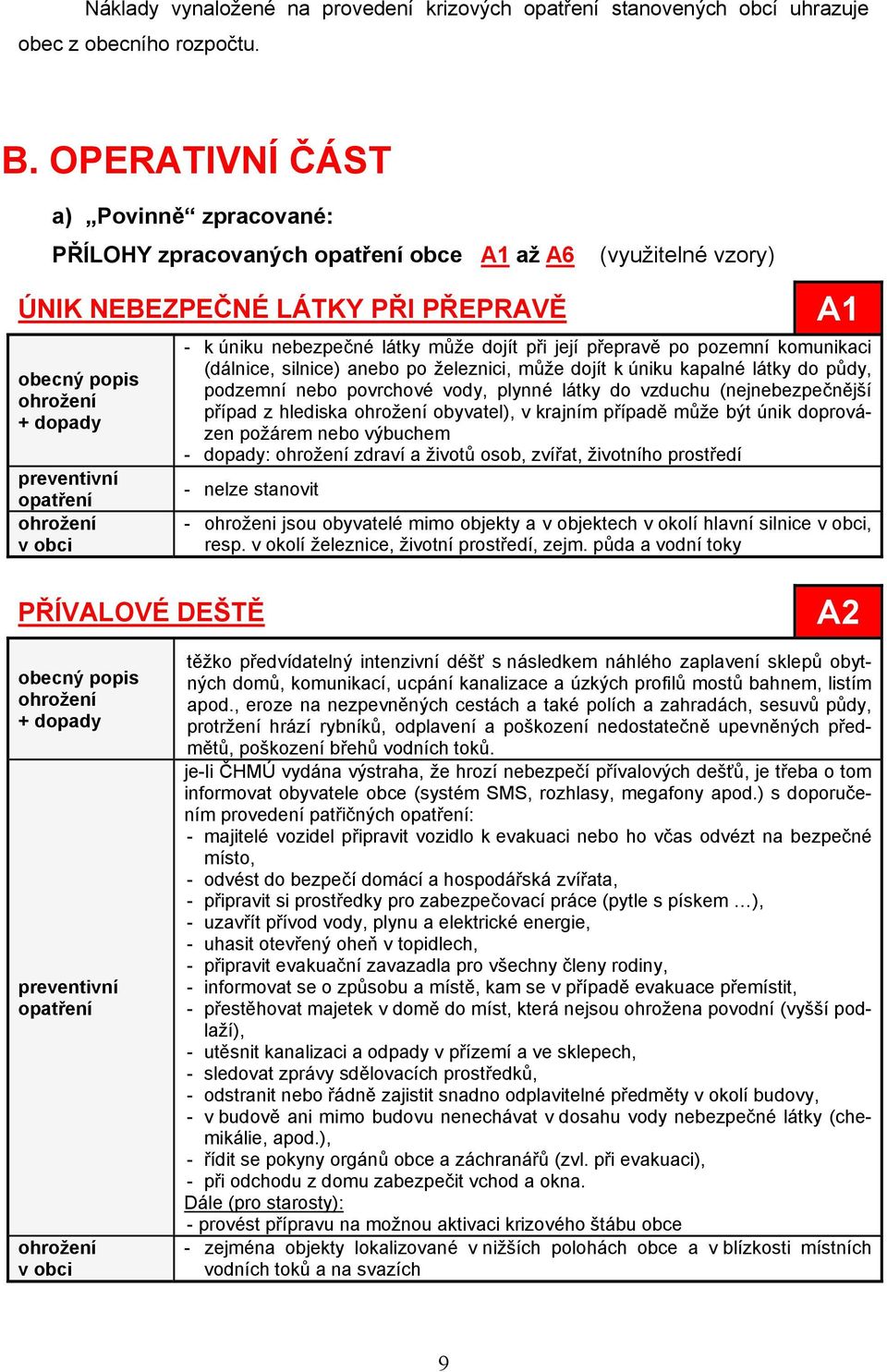 po pozemní komunikaci (dálnice, silnice) anebo po železnici, může dojít k úniku kapalné látky do půdy, podzemní nebo povrchové vody, plynné látky do vzduchu (nejnebezpečnější případ z hlediska