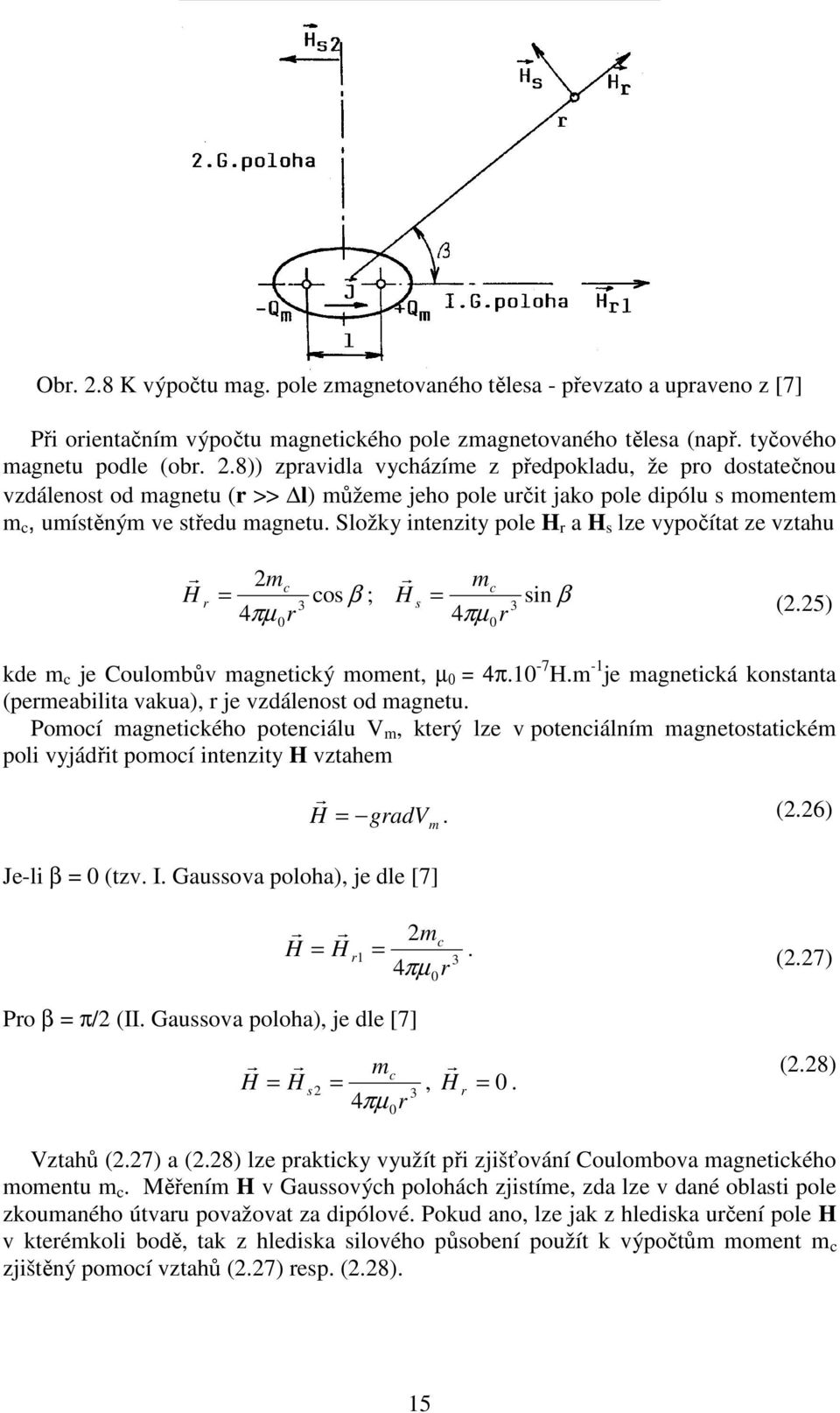 m -1 je magnetická konstanta (pemeabilita vakua), je vzdálenost od magnetu.