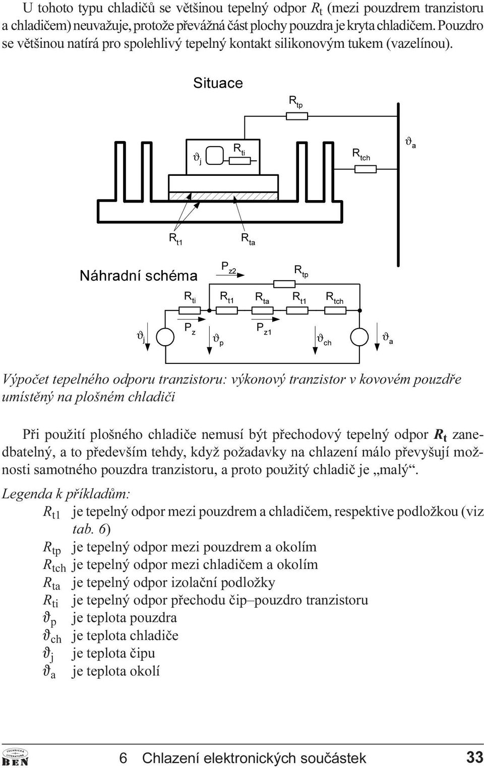 6LWXFH ϑ 5 W 5 W 1iKUGQtVFKpP 5 W 5 W 5 W ϑ S ϑ FK ϑ Výpoèet tepelného odporu tranzistoru: výkonový tranzistor v kovovém pouzdøe umístìný na plošném chladièi Pøi použití plošného chladièe nemusí být