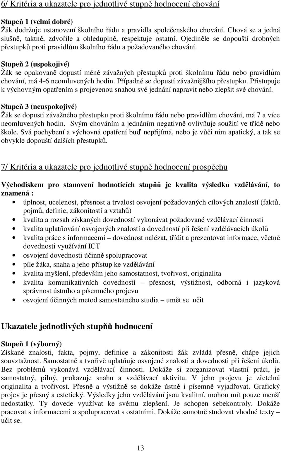 Stupeň 2 (uspokojivé) Žák se opakovaně dopustí méně závažných přestupků proti školnímu řádu nebo pravidlům chování, má 4-6 neomluvených hodin. Případně se dopustí závažnějšího přestupku.