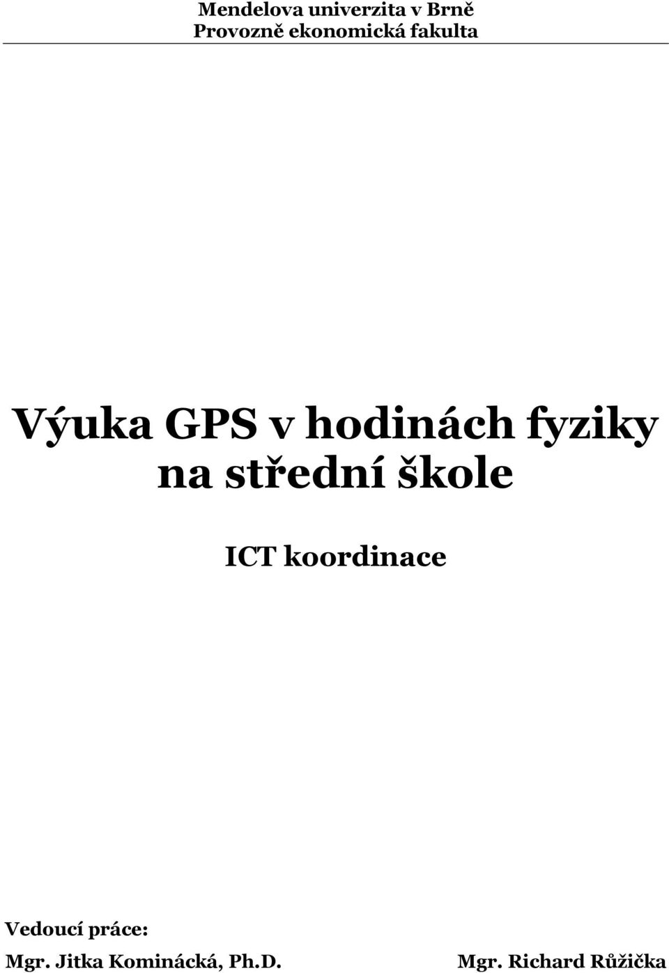 fyziky na střední škole ICT koordinace