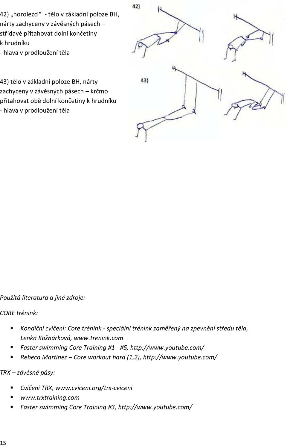 Core trénink - speciální trénink zaměřený na zpevnění středu těla, Lenka Kožnárková, www.trenink.com Faster swimming Core Training #1 - #5, http://www.youtube.