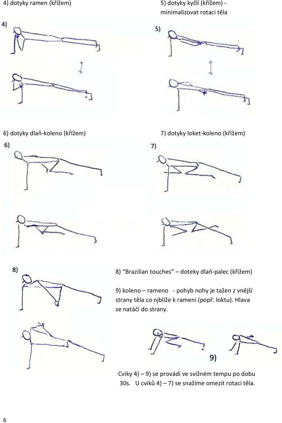 rameno - pohyb nohy je tažen z vnější strany těla co njblíže k rameni (popř. loktu).