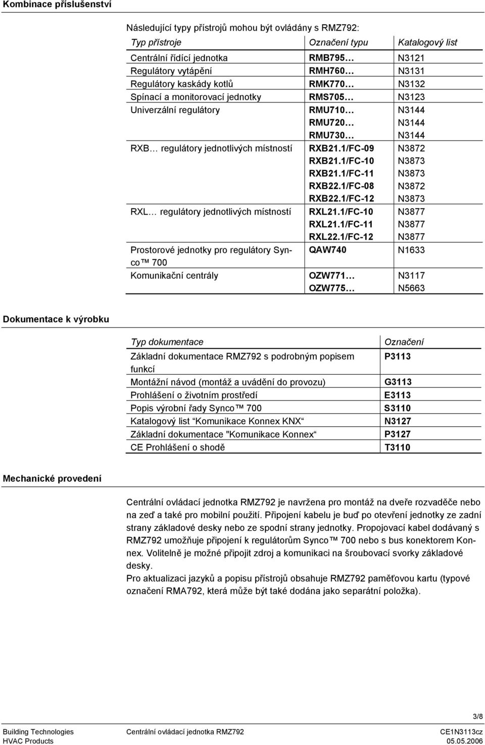 jednotky pro regulátory Synco 700 Komunikační centrály RMU710 RMU720 RMU730 RXB21.1/FC-09 RXB21.1/FC-10 RXB21.1/FC-11 RXB22.1/FC-08 RXB22.1/FC-12 RXL21.1/FC-10 RXL21.1/FC-11 RXL22.