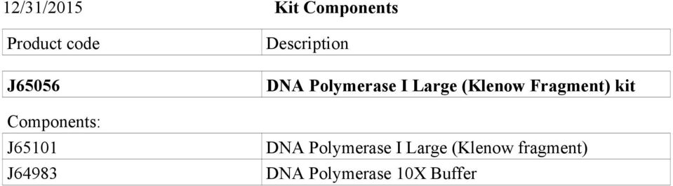 Polymerase I Large (Klenow Fragment) kit DNA