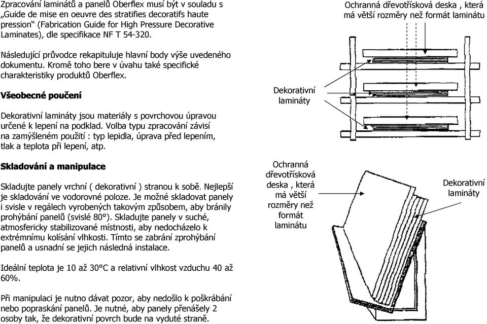 Kromě toho bere v úvahu také specifické charakteristiky produktů Oberflex. Všeobecné poučení Dekorativní lamináty jsou materiály s povrchovou úpravou určené k lepení na podklad.