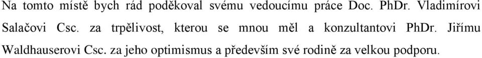 za trpělivost, kterou se mnou měl a konzultantovi PhDr.