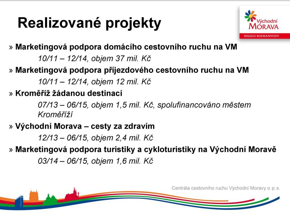 Kč» Kroměříž žádanou destinací 07/13 06/15, objem 1,5 mil.