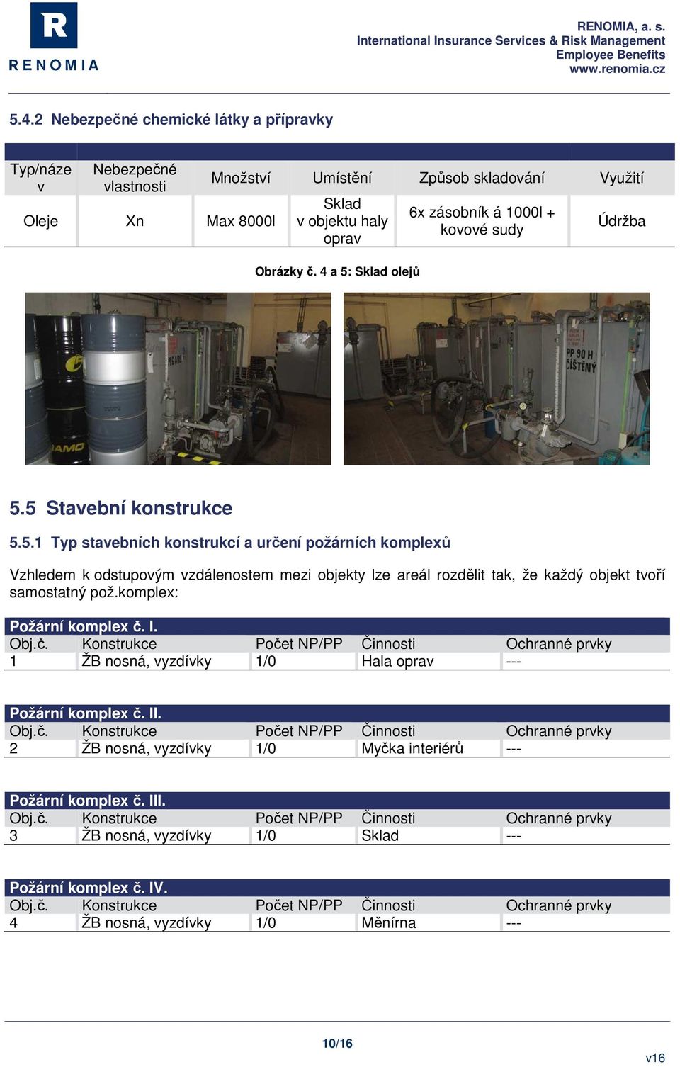 Sklad olejů 6x zásobník á 1000l + kovové sudy Údržba 5.