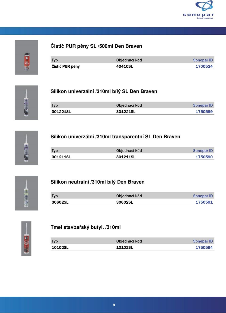 /310ml transparentní SL Den Braven 301211SL 301211SL 1750590 Silikon neutrální /310ml