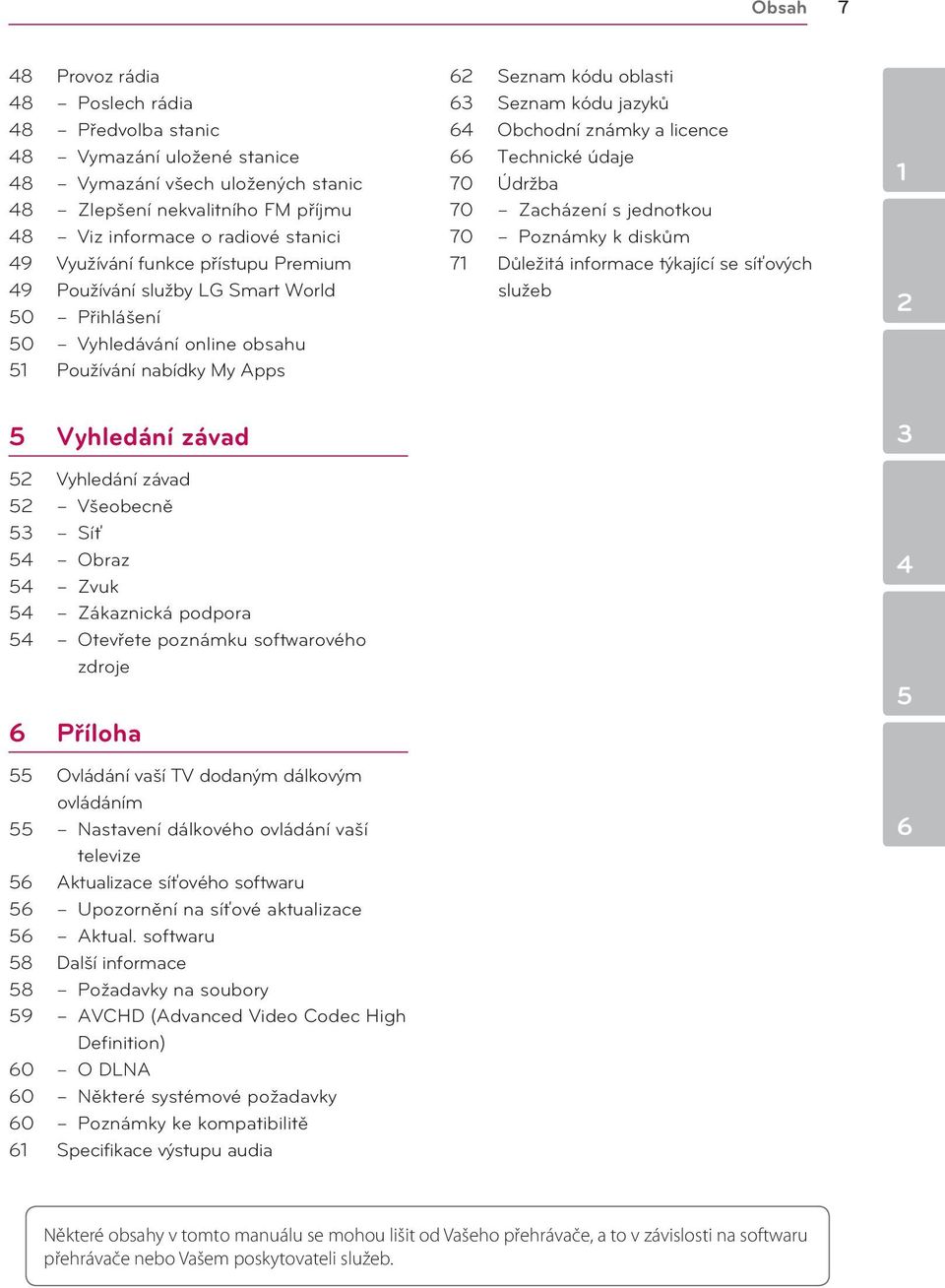 54 Obraz 54 Zvuk 54 Zákaznická podpora 54 Otevřete poznámku softwarového zdroje 6 Příloha 55 Ovládání vaší TV dodaným dálkovým ovládáním 55 Nastavení dálkového ovládání vaší televize 56 Aktualizace