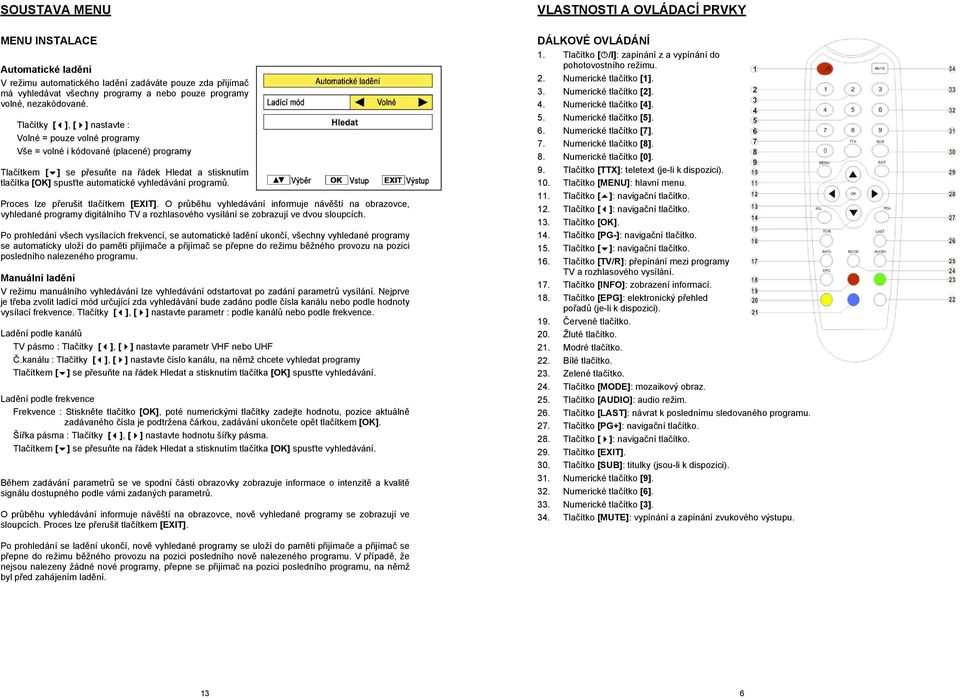 vyhledávání programů. Proces lze přerušit tlačítkem [EXIT].