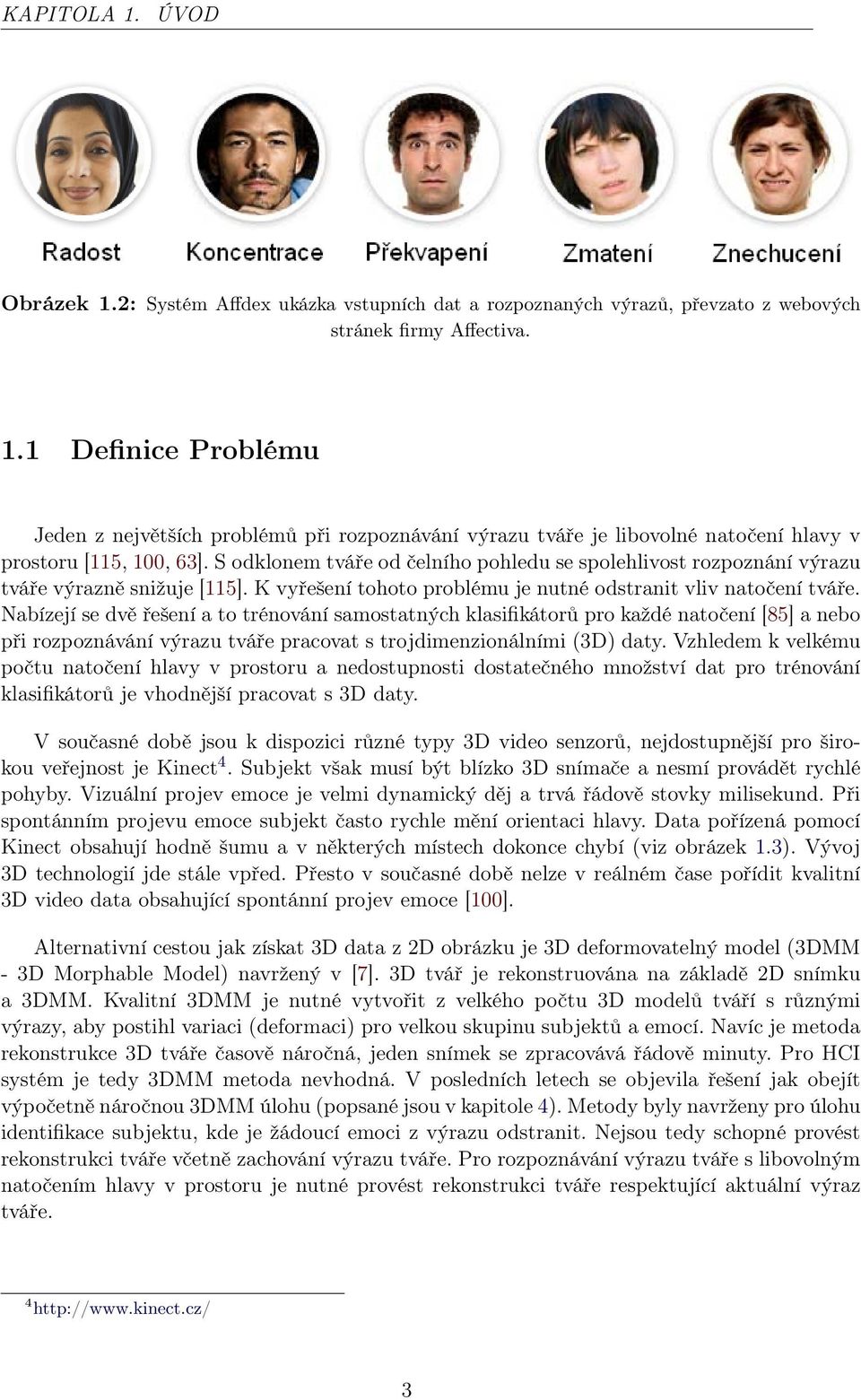 Nabízejí se dvě řešení a to trénování samostatných klasifikátorů pro každé natočení [85] a nebo při rozpoznávání výrazu tváře pracovat s trojdimenzionálními (3D) daty.