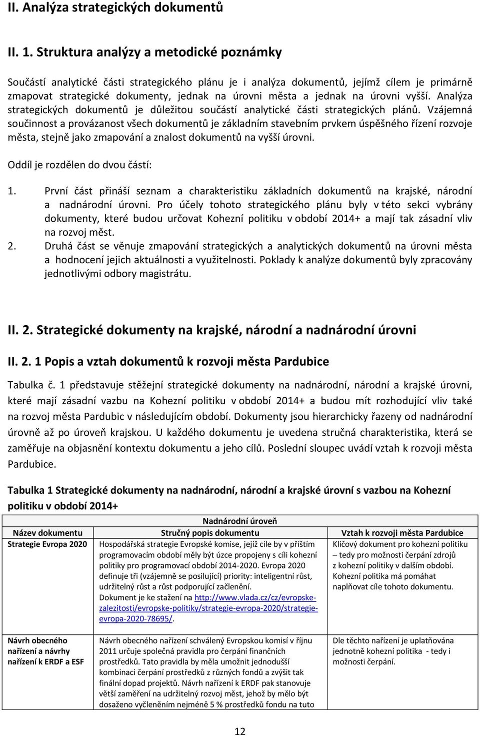 na úrovni vyšší. Analýza strategických dokumentů je důležitou součástí analytické části strategických plánů.