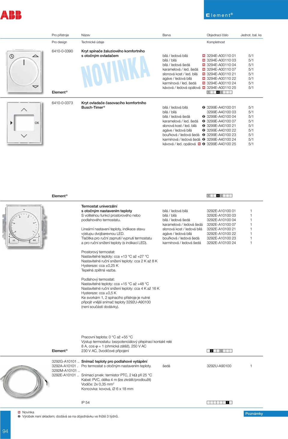 šedá 3294E-A00110 24 5/1 kávová / ledová opálová 3294E-A00110 25 5/1 6410-0-0373 Kryt ovladače časovacího komfortního Busch-Timer bílá / ledová bílá 3299E-A40100 01 5/1 bílá / bílá 3299E-A40100 03