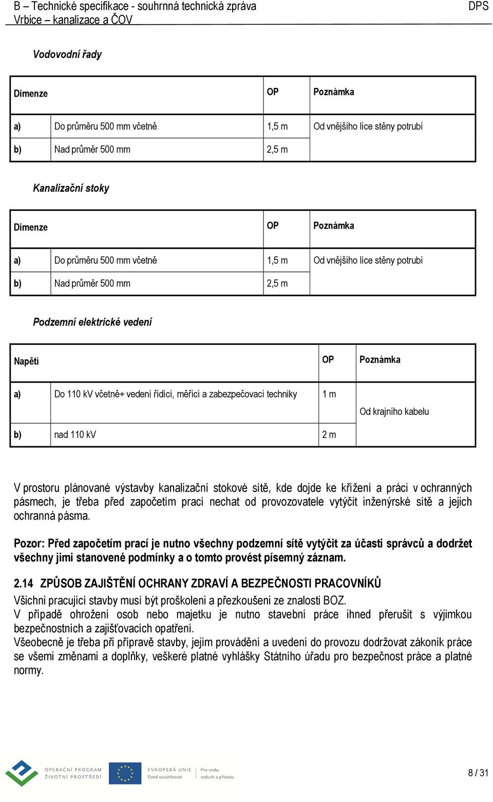 nad 110 kv 2 m V prostoru plánované výstavby kanalizační stokové sítě, kde dojde ke křížení a práci v ochranných pásmech, je třeba před započetím prací nechat od provozovatele vytýčit inženýrské sítě