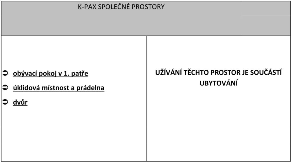 místnost a prádelna UŽÍVÁNÍ