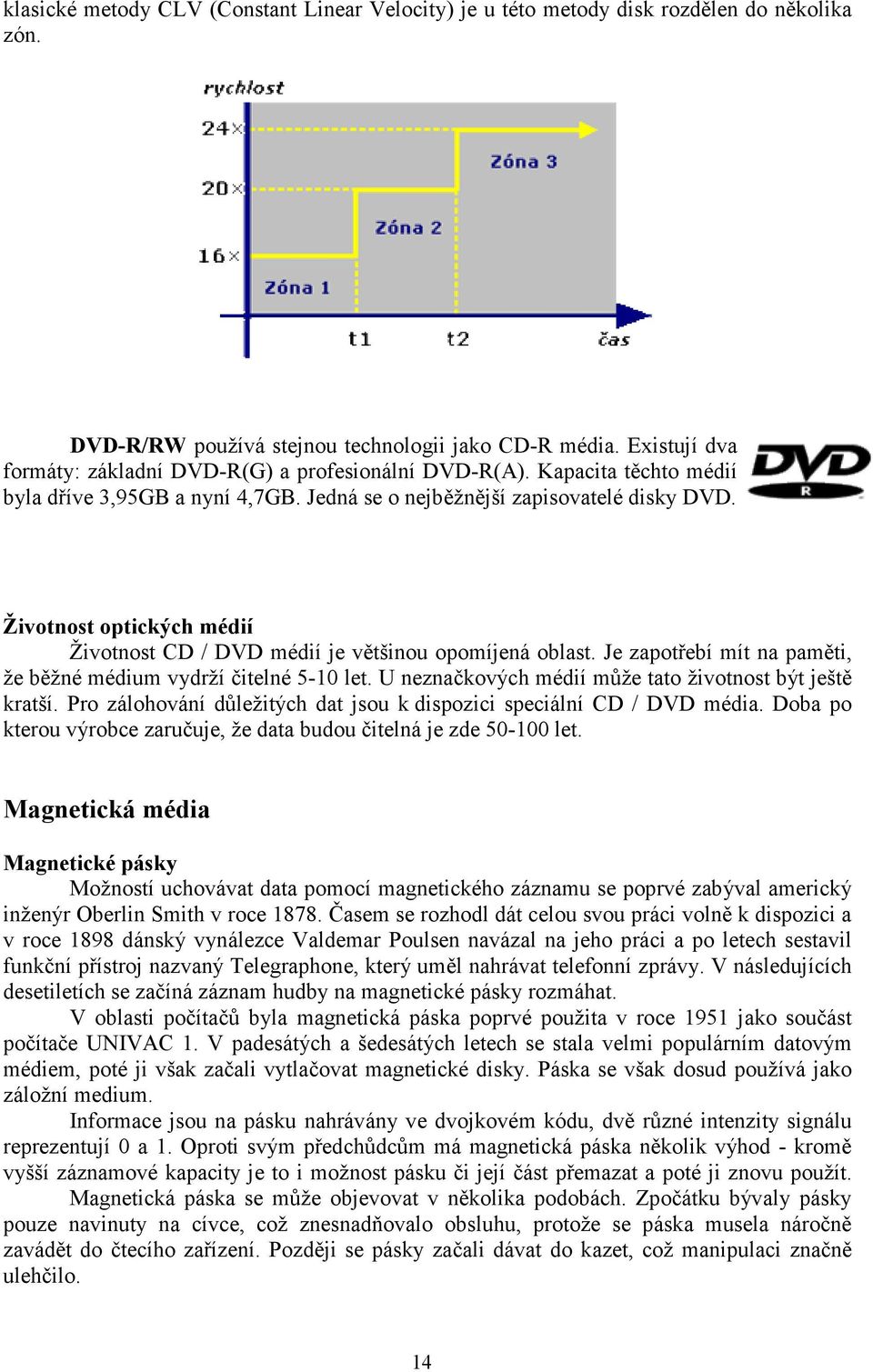 Životnost optických médií Životnost CD / DVD médií je většinou opomíjená oblast. Je zapotřebí mít na paměti, že běžné médium vydrží čitelné 5-10 let.