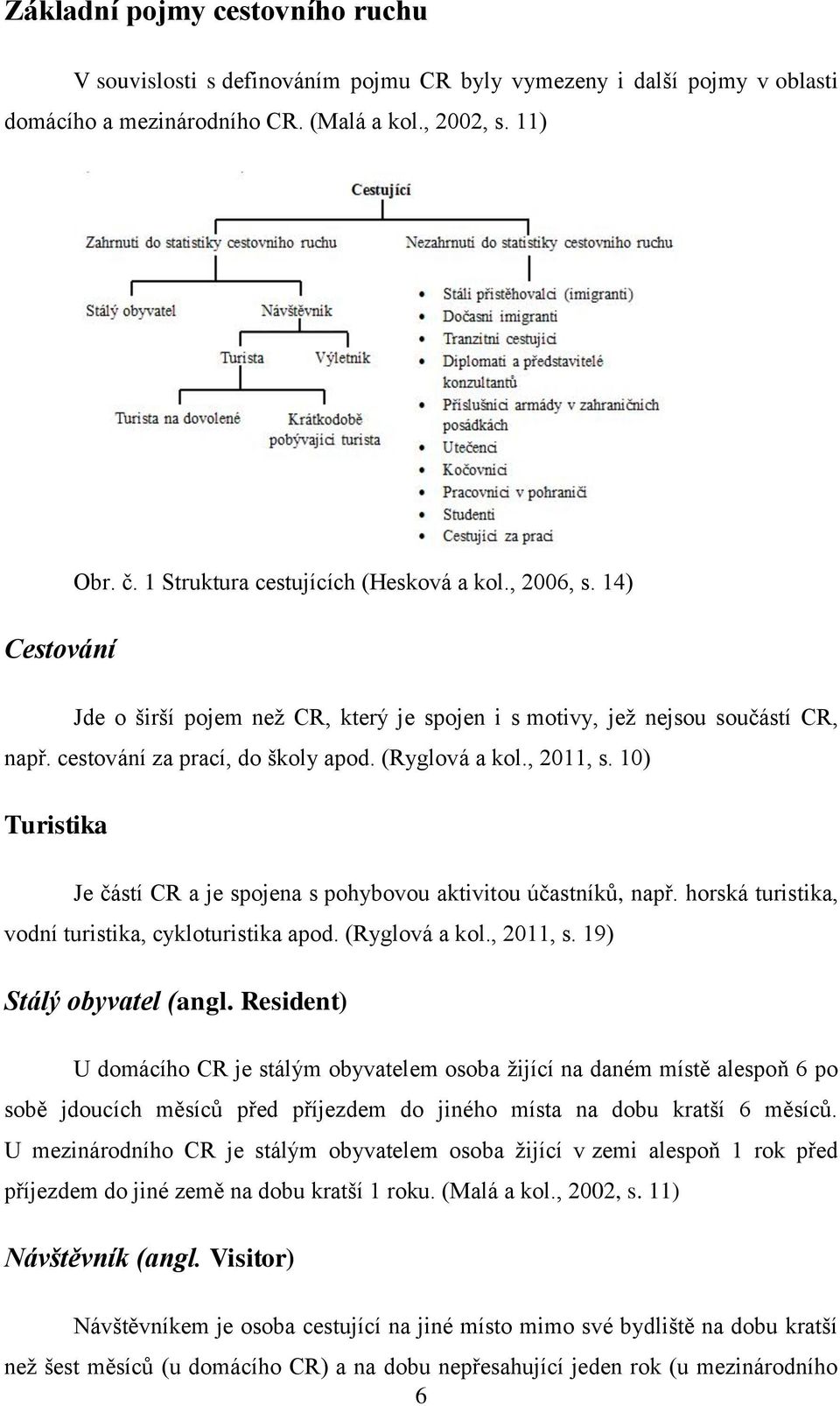 10) Turistika Je částí CR a je spojena s pohybovou aktivitou účastníků, např. horská turistika, vodní turistika, cykloturistika apod. (Ryglová a kol., 2011, s. 19) Stálý obyvatel (angl.