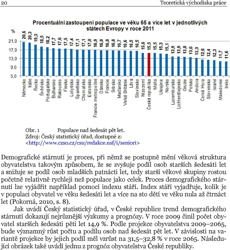 mladších patnácti let, tedy starší věkové skupiny rostou početně relativně rychleji než populace jako celek. Proces demografického stárnutí lze vyjádřit například pomocí indexu stáří.