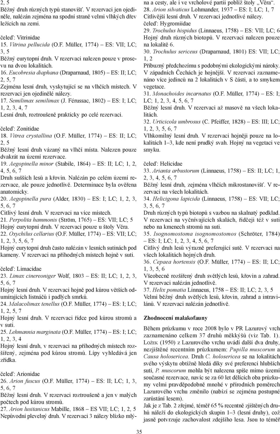 Eucobresia diaphana (Draparnaud, 1805) ES: II; LC; 2, 5, 7 Zejména lesní druh, vyskytující se na vlhčích místech. V rezervaci jen ojedinělé nálezy. 17. Semilima semilima (J.