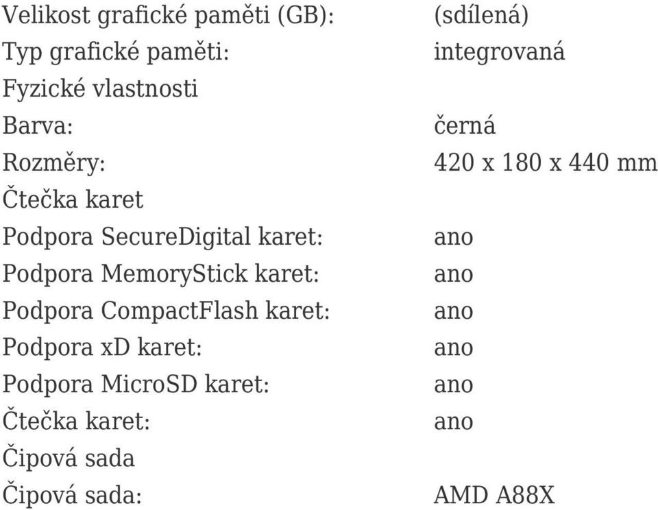 Podpora CompactFlash karet: Podpora xd karet: Podpora MicroSD karet: Čtečka