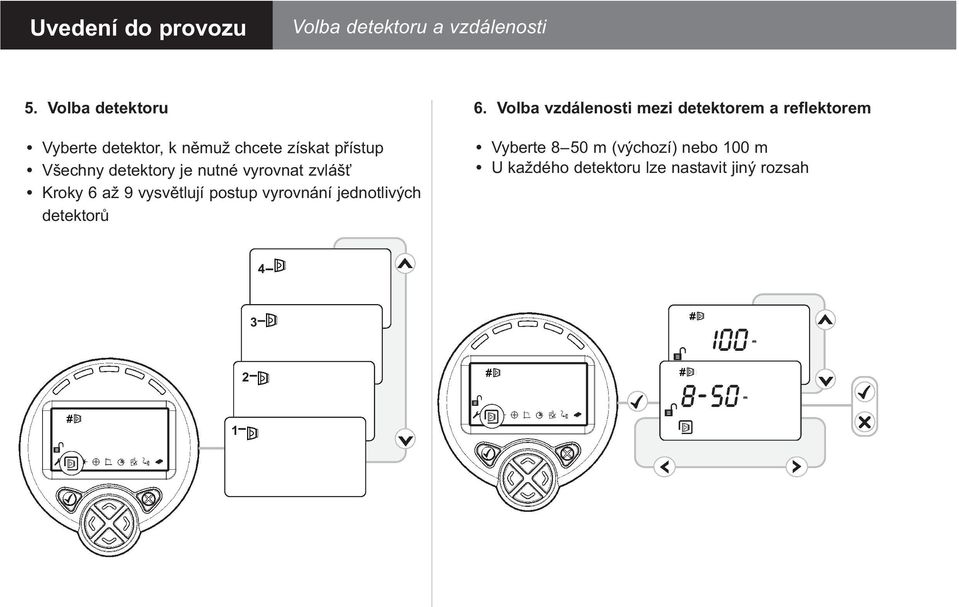 přístup Všechny detektory je nutné vyrovnat zvlášť Kroky 6 až 9 vysvětlují postup