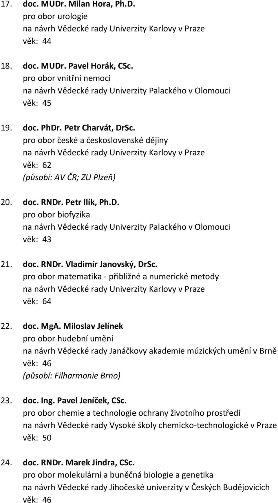 pro obor matematika - přibližné a numerické metody věk: 64 22. doc. MgA.