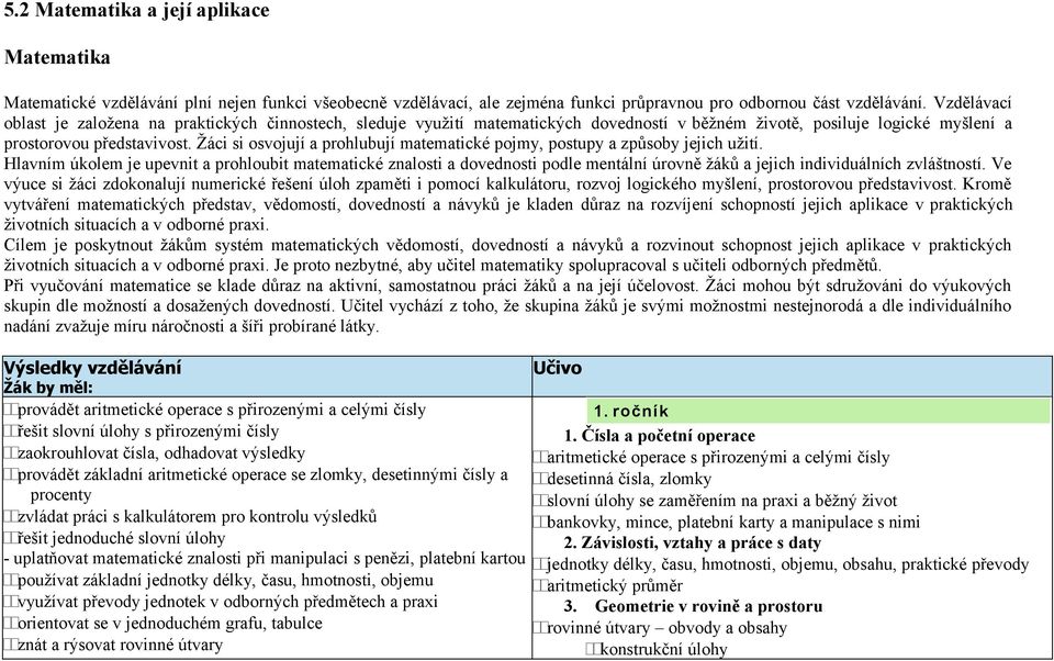 Žáci si osvojují a prohlubují matematické pojmy, postupy a způsoby jejich užití.