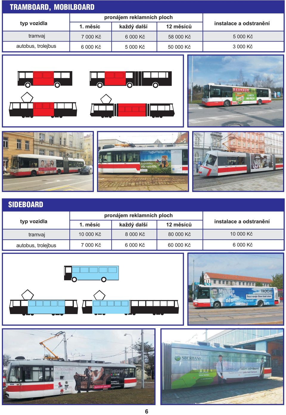 000 Kč autobus, trolejbus 50 000 Kč 3 000 Kč 6 000 Kč 5 000 Kč SIDEBOARD tramvaj