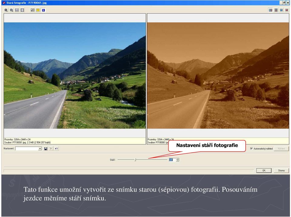 starou (sépiovou) fotografii.