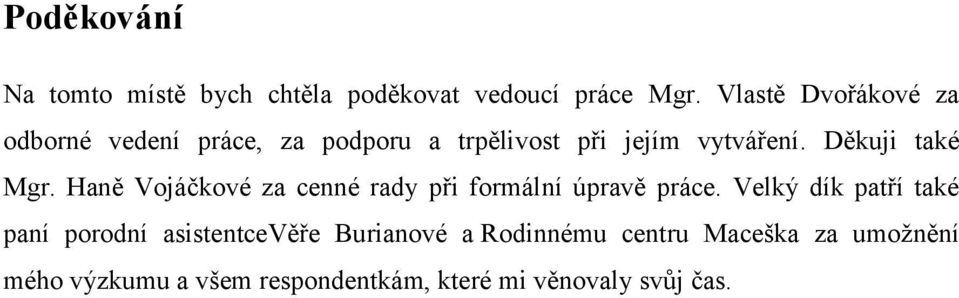 Děkuji také Mgr. Haně Vojáčkové za cenné rady při formální úpravě práce.